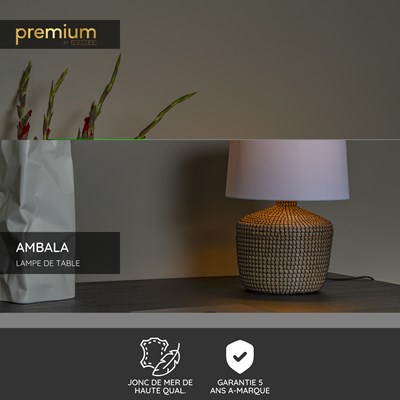 Lucide AMBALA - Lampe de table - Ø 45 cm - 1xE27 - Naturel | Premium